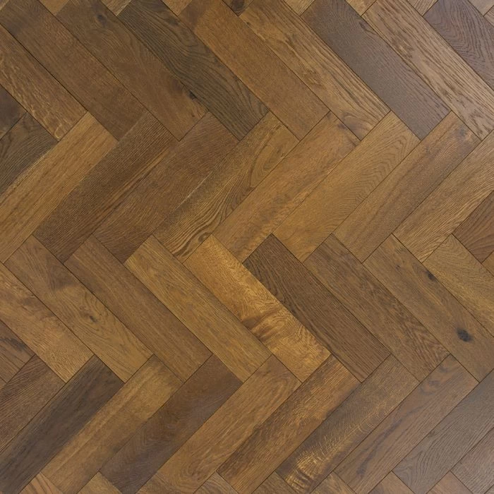 90mm Herringbone Engineered Brushed & UV Oiled Dark Smoked Charnwood Oak Parquet Wood Flooring 1.07m² - Image 6