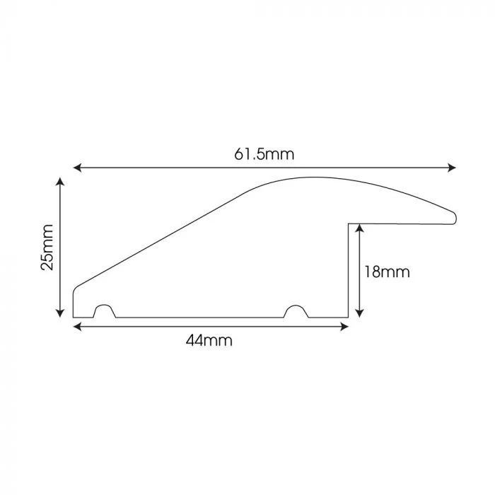 Solid Oak 18mm R Section Door Bar Threshold Ramp - Image 3