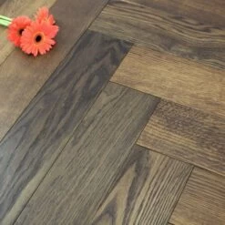 120mm Herringbone Brushed & Oiled Engineered Cappuccino Oak Parquet Wood Flooring 0.864m²