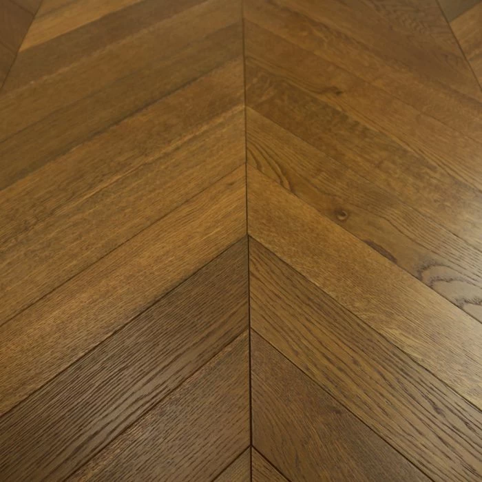 90mm Engineered Brushed & UV Oiled Dark Smoked Charnwood Oak Chevron Block Wood Flooring 0.7632m² - Image 4