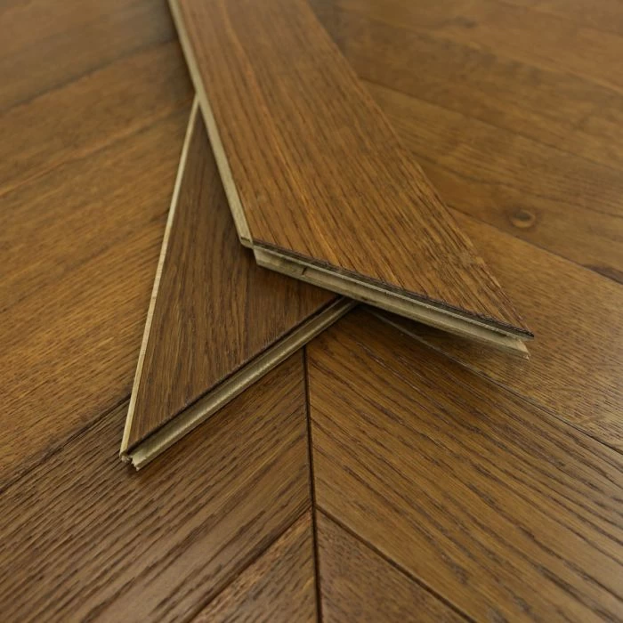 90mm Engineered Brushed & UV Oiled Dark Smoked Charnwood Oak Chevron Block Wood Flooring 0.7632m² - Image 5