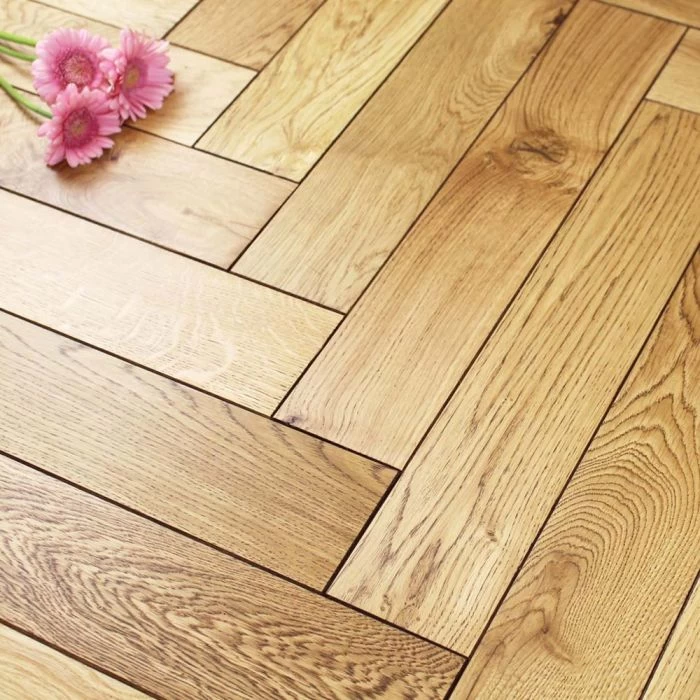 100mm Herringbone Engineered Black UV Oiled Oak Parquet Wood Flooring 0.5m²