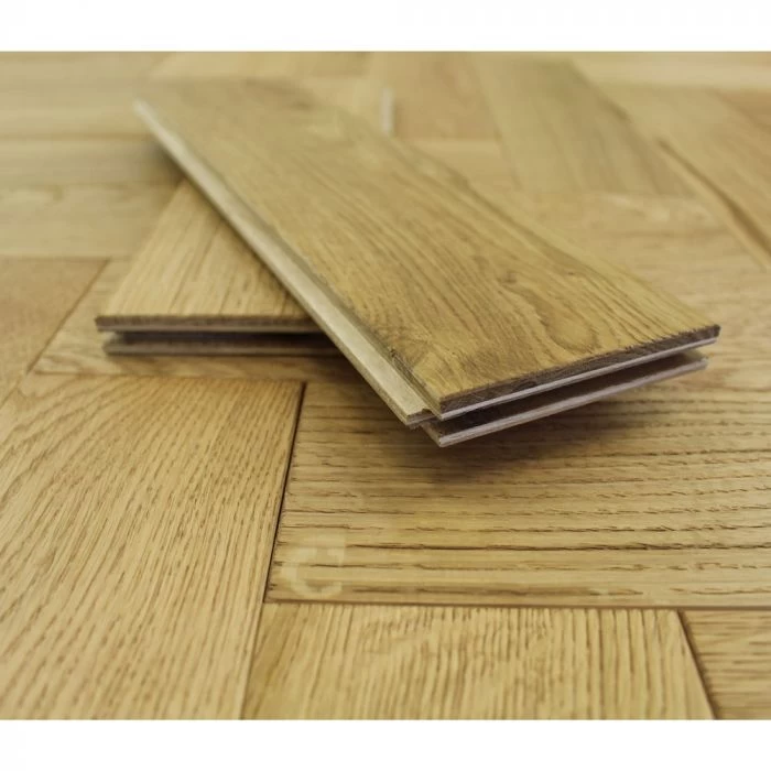 90mm Herringbone Brushed & Lacquered Engineered Oak Parquet Wood Flooring 1.44m² - Image 3