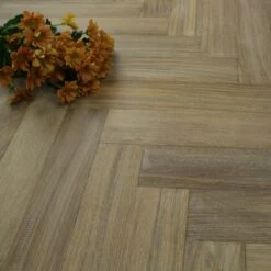 90mm Herringbone Hand Scraped, Brushed & Lacquered Engineered Winter Haze Oak Parquet Wood Flooring 0.648m²