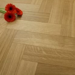 90mm Herringbone Brushed & Oiled Engineered Natural Haze Oak Parquet Wood Flooring 0.5184m²