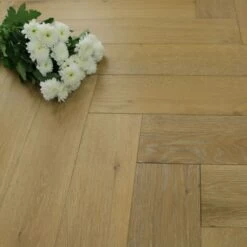 120mm Herringbone Brushed & Matt Lacquered Engineered Light Natural Oak Parquet Wood Flooring 0.864m²