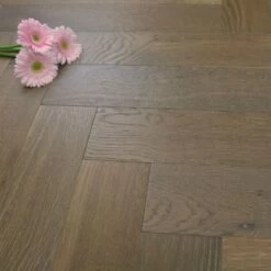 120mm Herringbone Brushed & Matt Lacquered Engineered Smoked Coffee Oak Parquet Wood Flooring 0.864m²