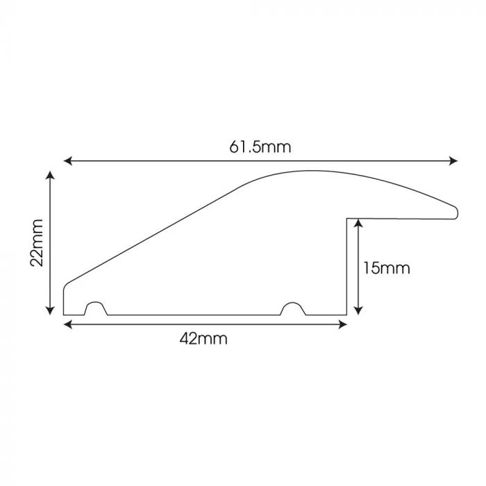 Solid Oak 15mm R Section Door Bar Threshold Ramp - Image 3